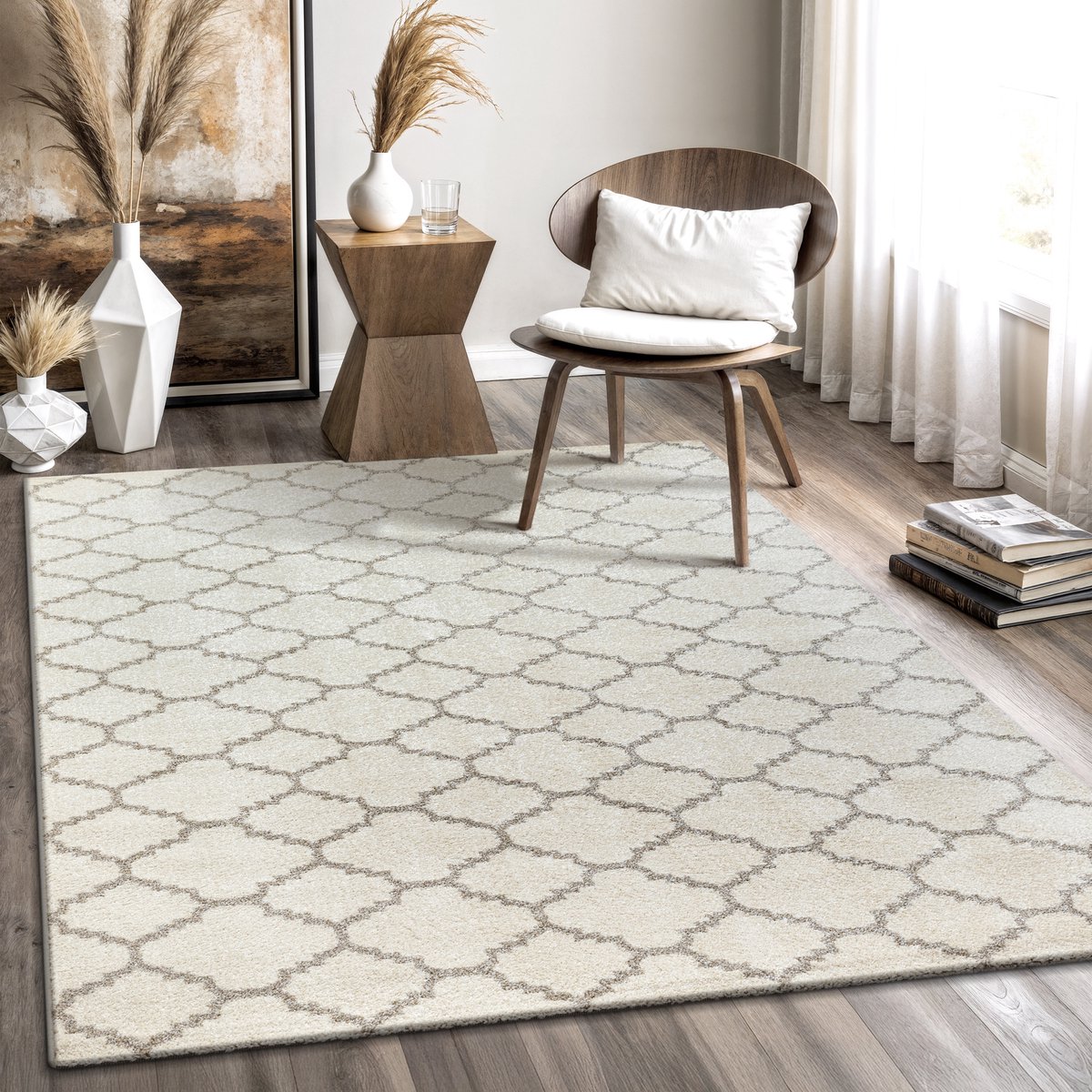 Muratap Boho Klasik Laagpolig Vloerkleed Crème- 80x200 CM