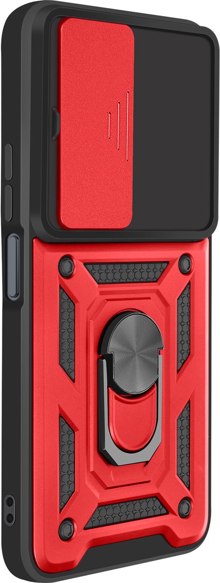Mayaxess, Hoesje voor Xiaomi Redmi 15 5G met Roterende Magnetische Ring en Camera Cover, Rood
