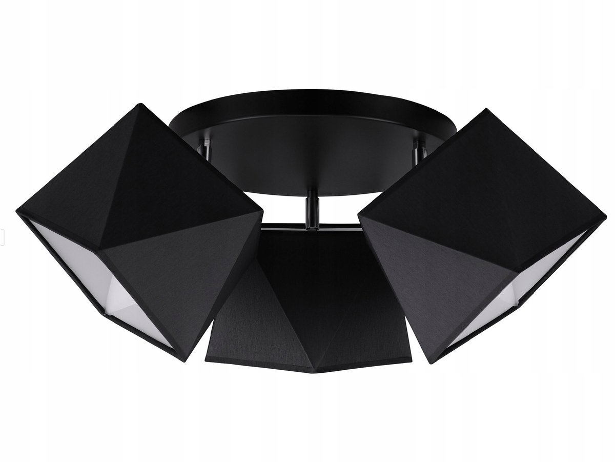 Moderne Zwarte Plafondlamp met Diamant Design - 3xE27