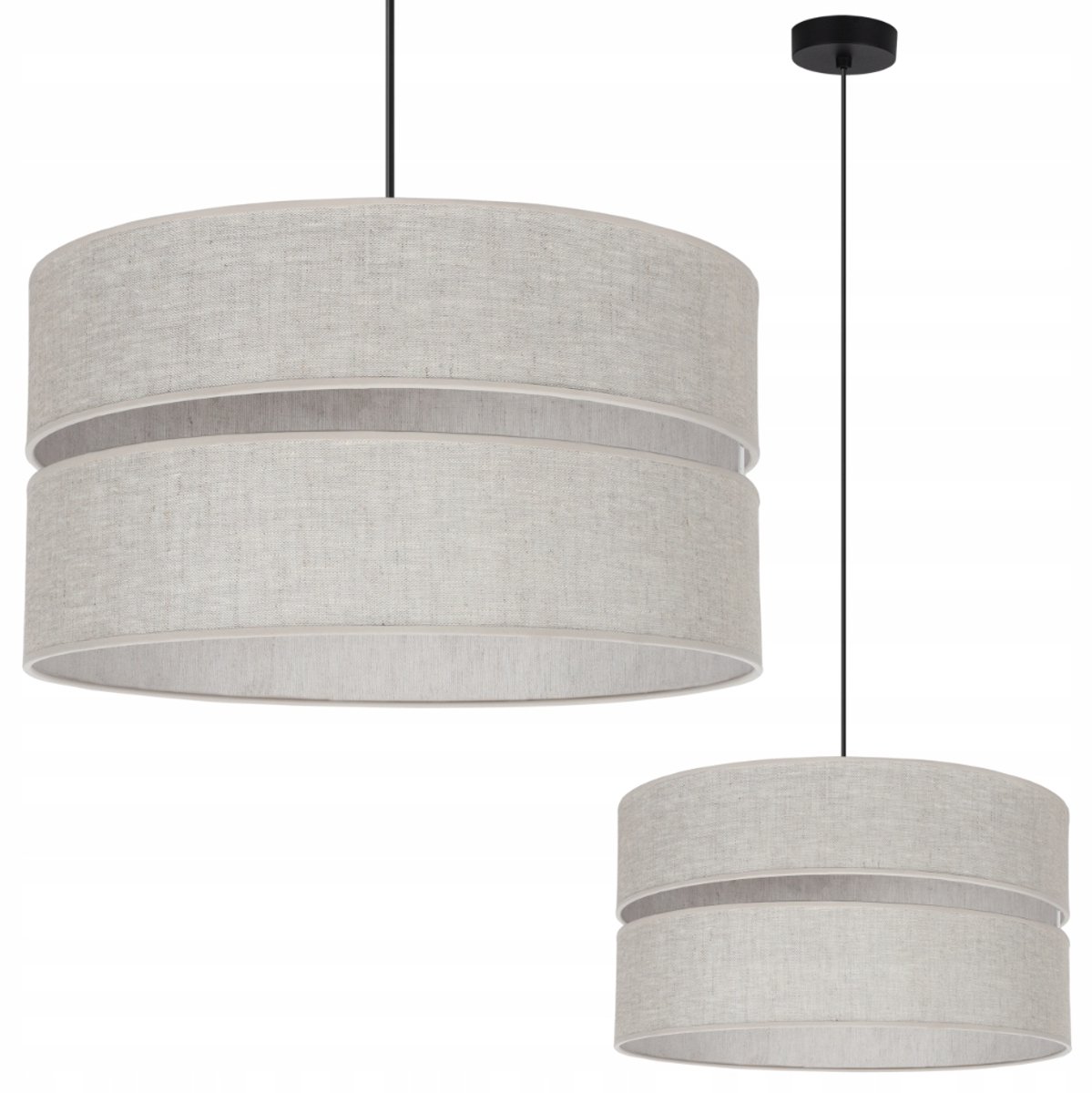 Grote Boho Hanglamp Linnen Beige E27 - Sfeervolle Verlichting voor Slaapkamer
