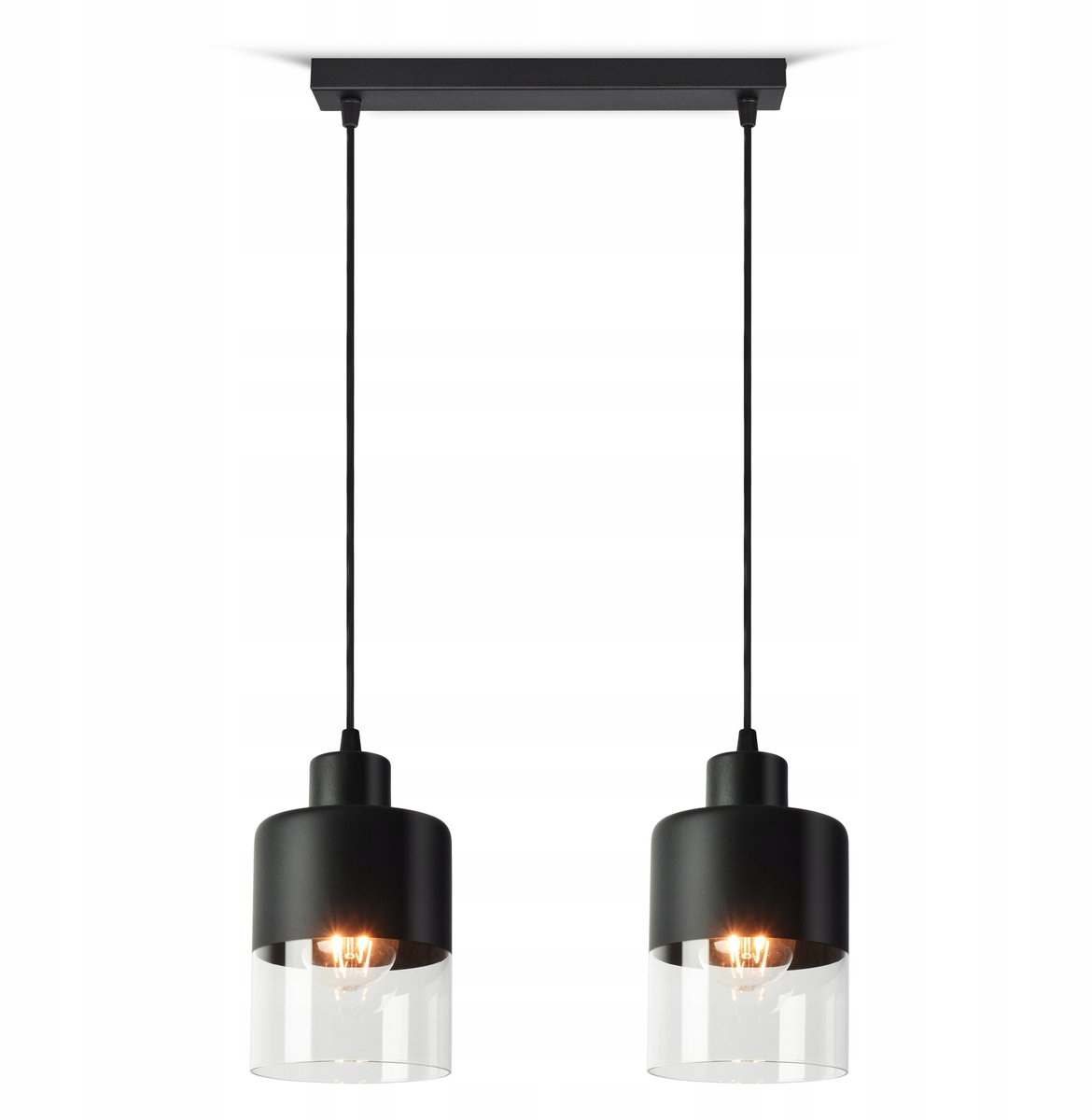 Luxe Hanglamp Dubbel Glas E27 Zwart - Modern Design