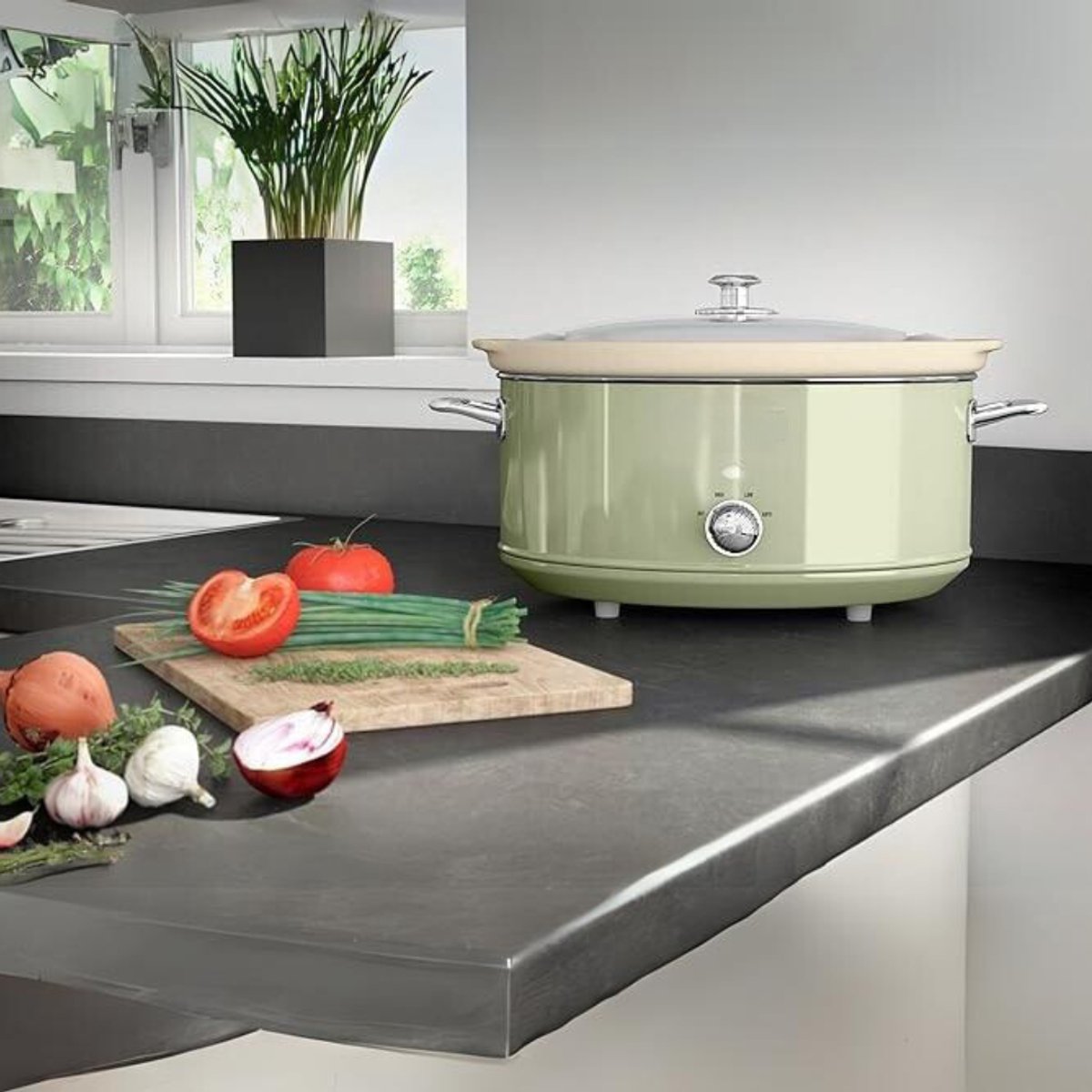 VIN® Slowcooker – Slowcookers Inclusief 3 temperatuurniveaus – Slow Cooker Met Antiaanbaklaag – Multicooker Vintage Design – 6,5 l Capaciteit – foto 2