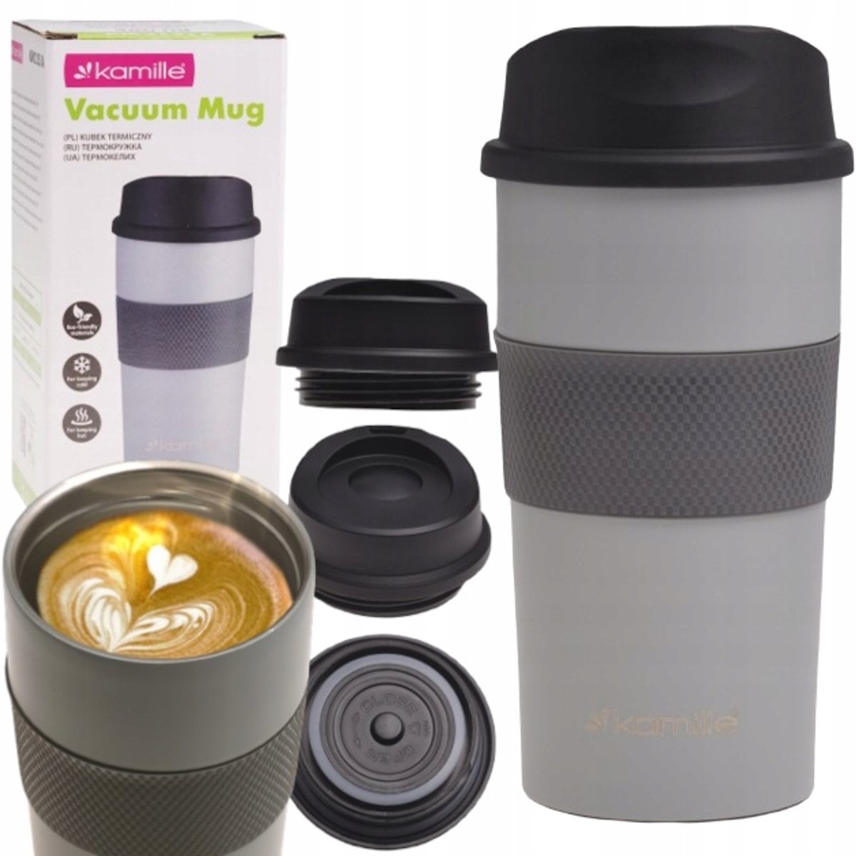 Kamille thermosbeker 480 ml roestvrij staal - houdt drankjes warm/koud tot 8 uur 's ochtends