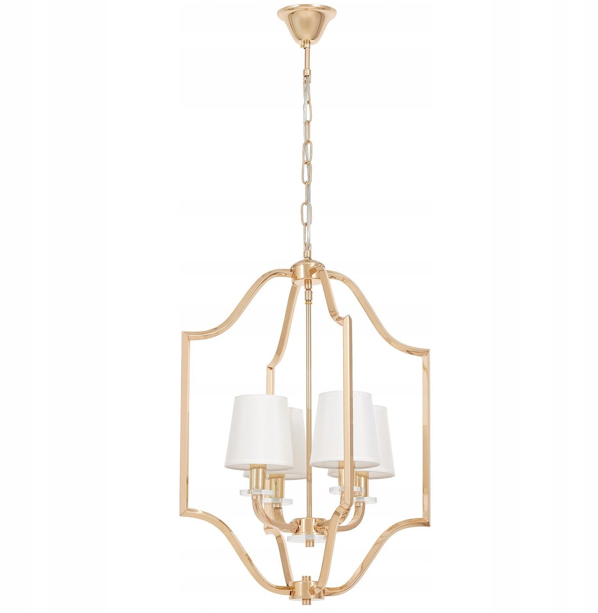 Moderne Witte Gouden Hanglamp Kristal Orlando 4 lichtpunten E14