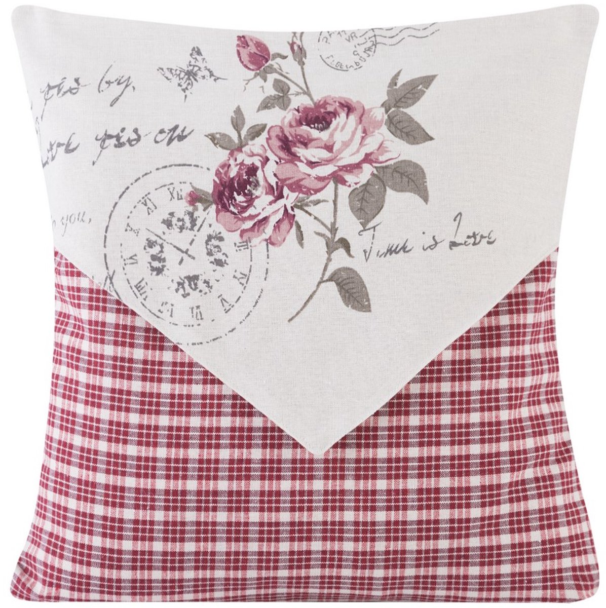 Decoratieve Kussenhoes 40x40cm ADAO - Rood & Crème Bloemen
