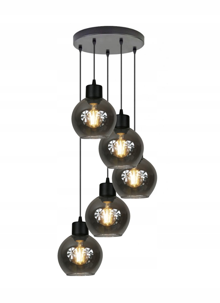 Hanglamp KING 70-100 LED - Stijlvol Zwart Metaal met Grafit Glas