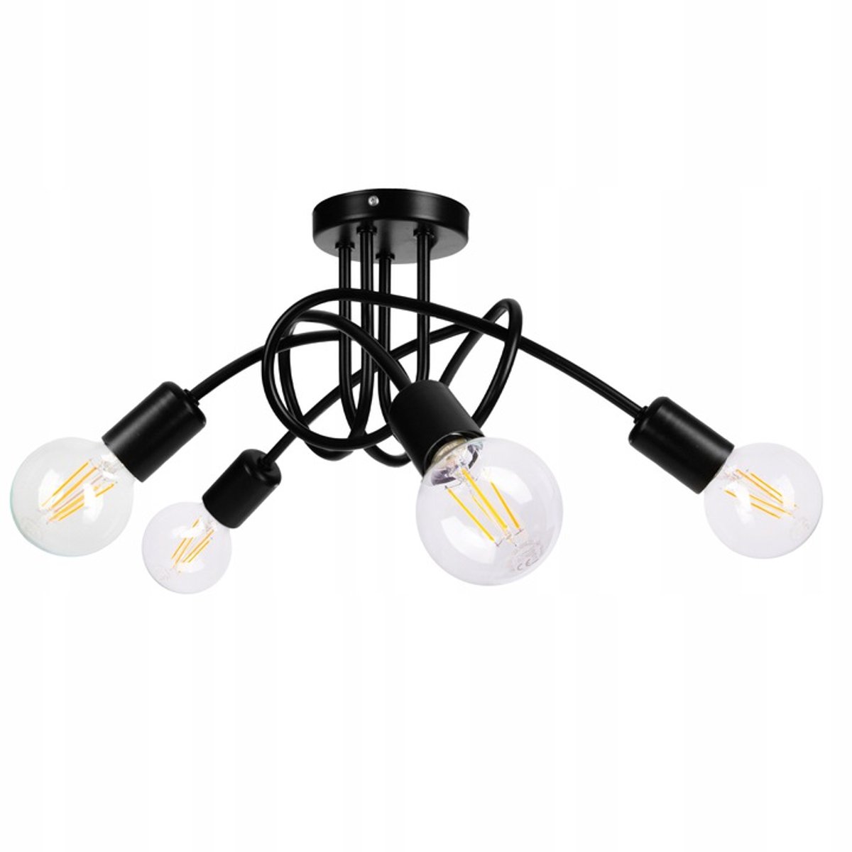 Loft Hanglamp Edison Zwart Metaal 4x E27 - Stijlvolle Verlichting