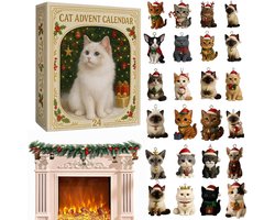 Adventskalenders 2025 Katten - Met 2D Acryl Katten Hangers - Kitten Kerstboomversiering Aftelkalender - Voor Kattenliefhebbers Cadeau