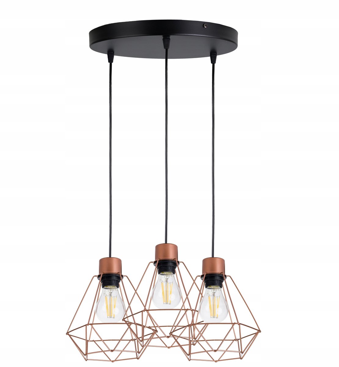 Hanglamp Diamant 3xE27 Koper - Retro Stijl