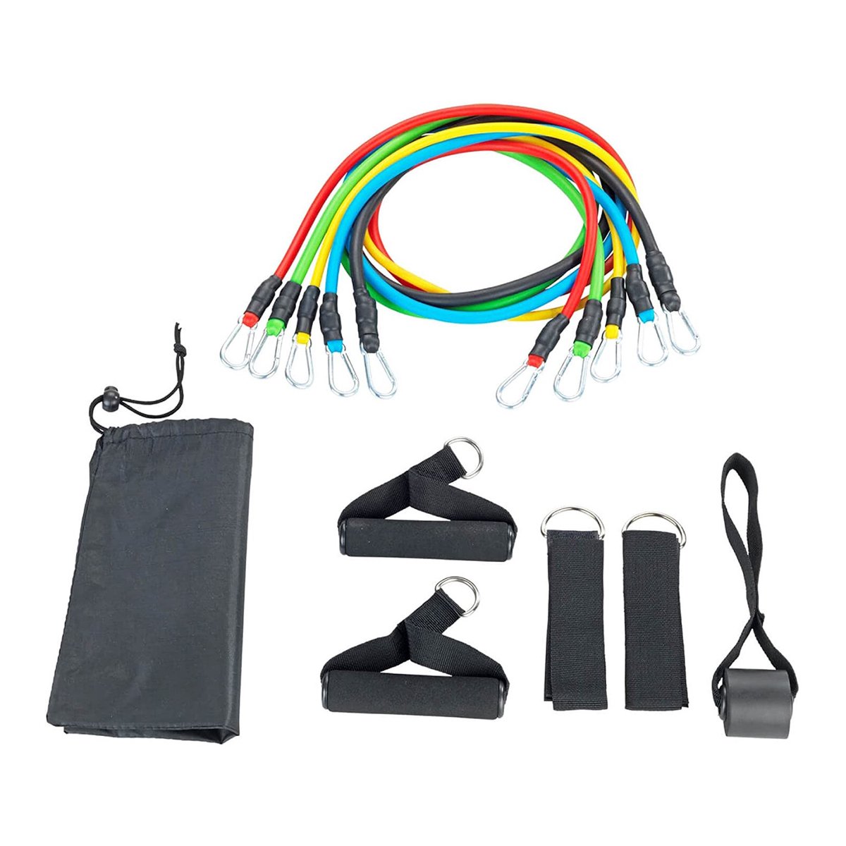 Maximex 11-delige set fitnessbanden, elastische weerstandsbanden voor effectieve en gerichte full body training, robuuste sportbanden ook voor senioren, weerstandsniveaus instelbaar van 4,5 kg tot 45 kg