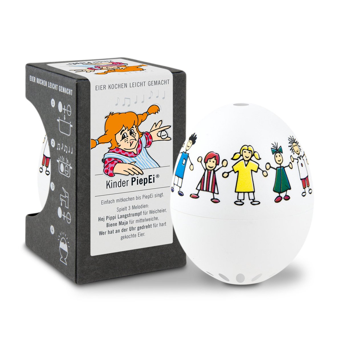 PiepEi kinder-ei-wekker voor het koken, meet de tijd en temperatuur, speelt melodietjes als het ei klaar is, gemaakt in Duitsland