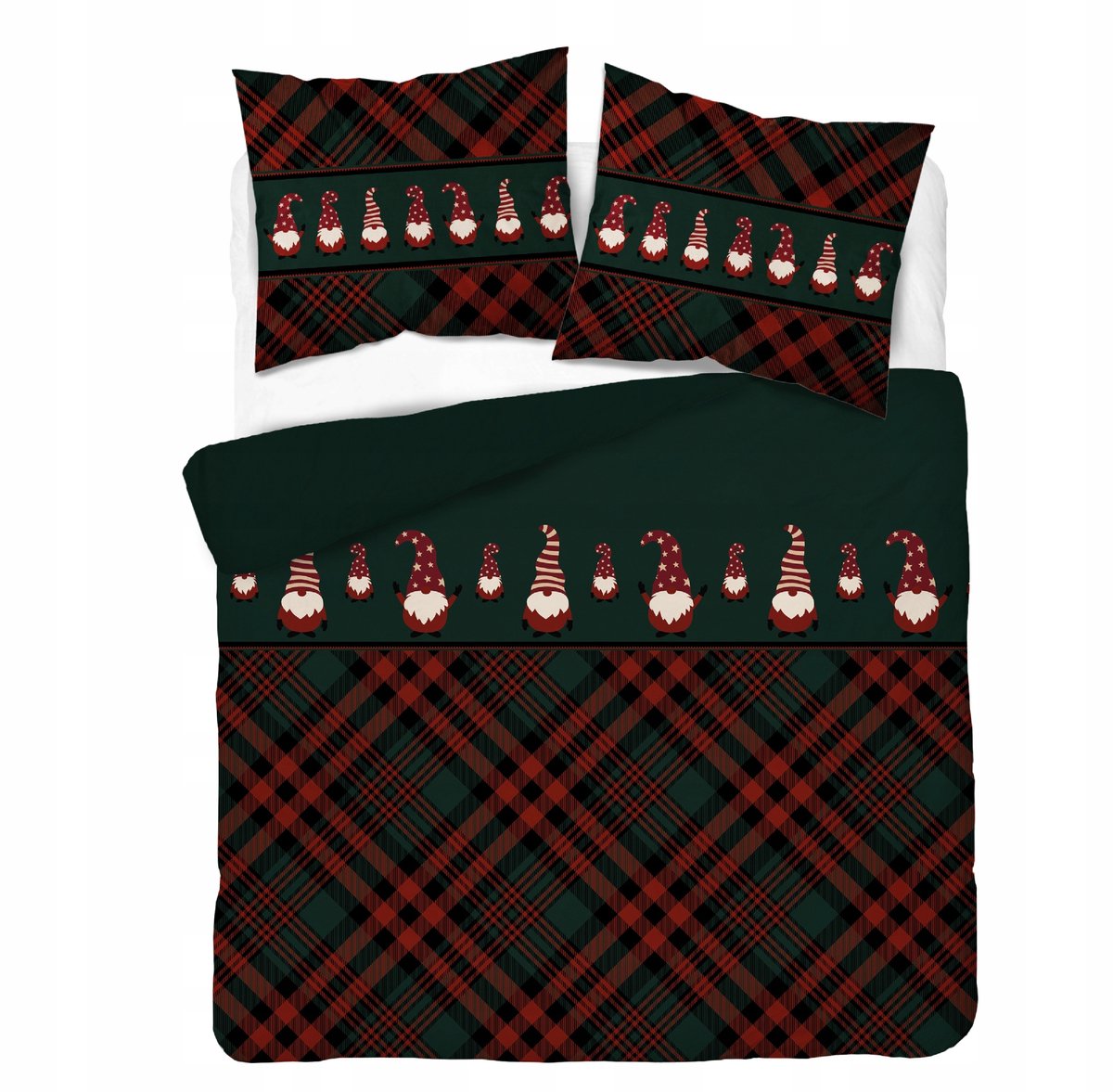 Kerst Dekbedovertrek 160x200 - Dwergen Groen Rood Jongeren