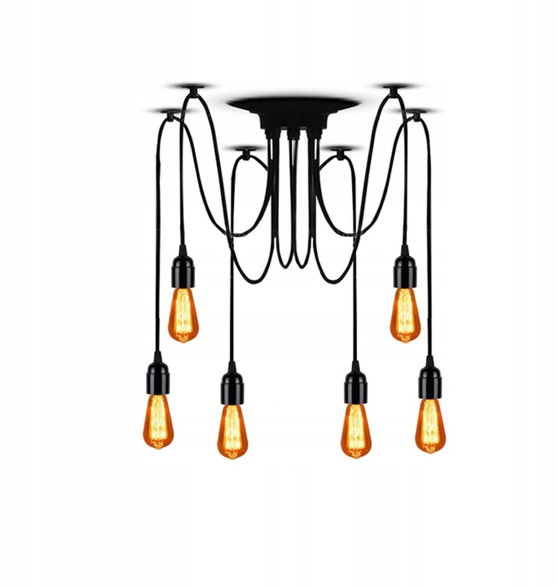Zwarte hanglamp Spider 6xE27, 60W, zwart, verstelbare kabel