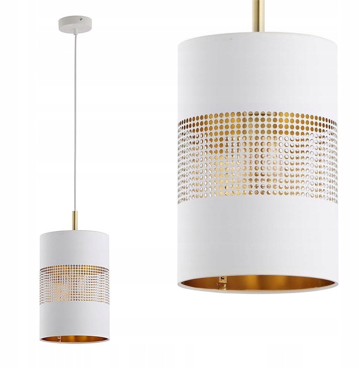 TK Lighting Bogart hanglamp wit/goud E27 15W