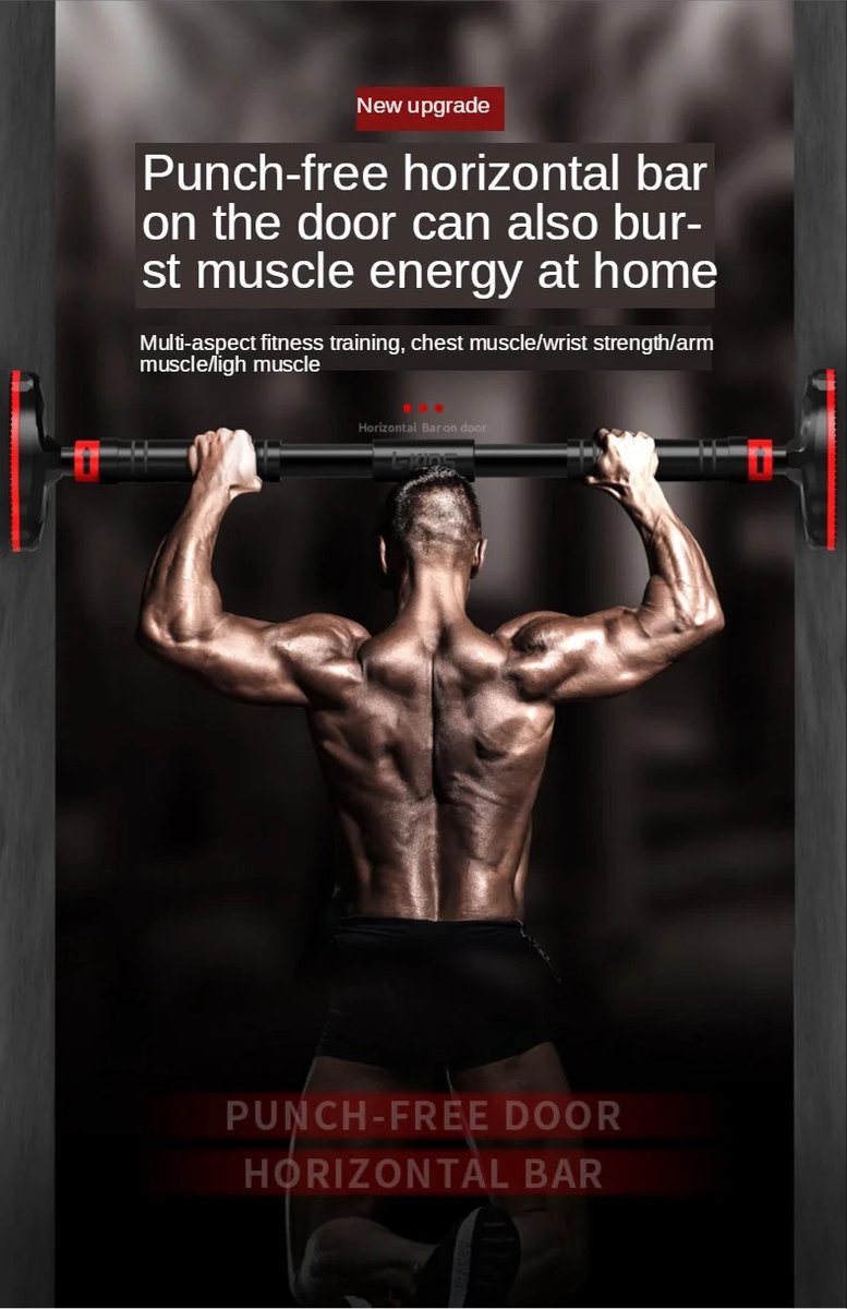 Amolass - Pull-up Bar - Verstelbaar - Fitness Optrekstang - Voor Deurkozijn - Deurpost tussen 110-140cm - 200KG Draagvermogen thumbnail 6