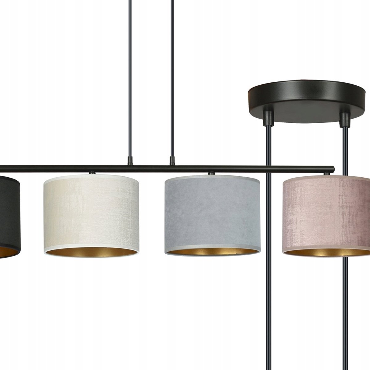 HILDE Hanglamp 4xE27 Zwart/Multicolor Verstelbaar - Stijlvol en Modern