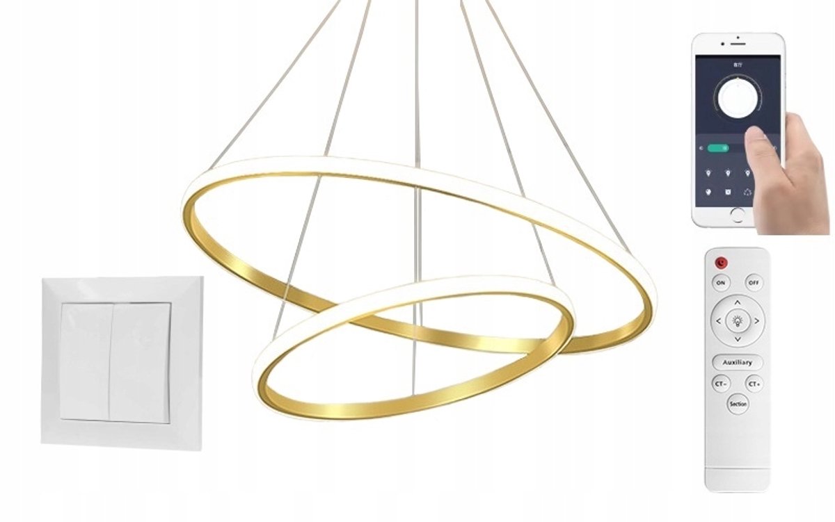 Gouden LED Ring Lamp 40/20cm 36W Bluetooth Dimbaar Geheugen
