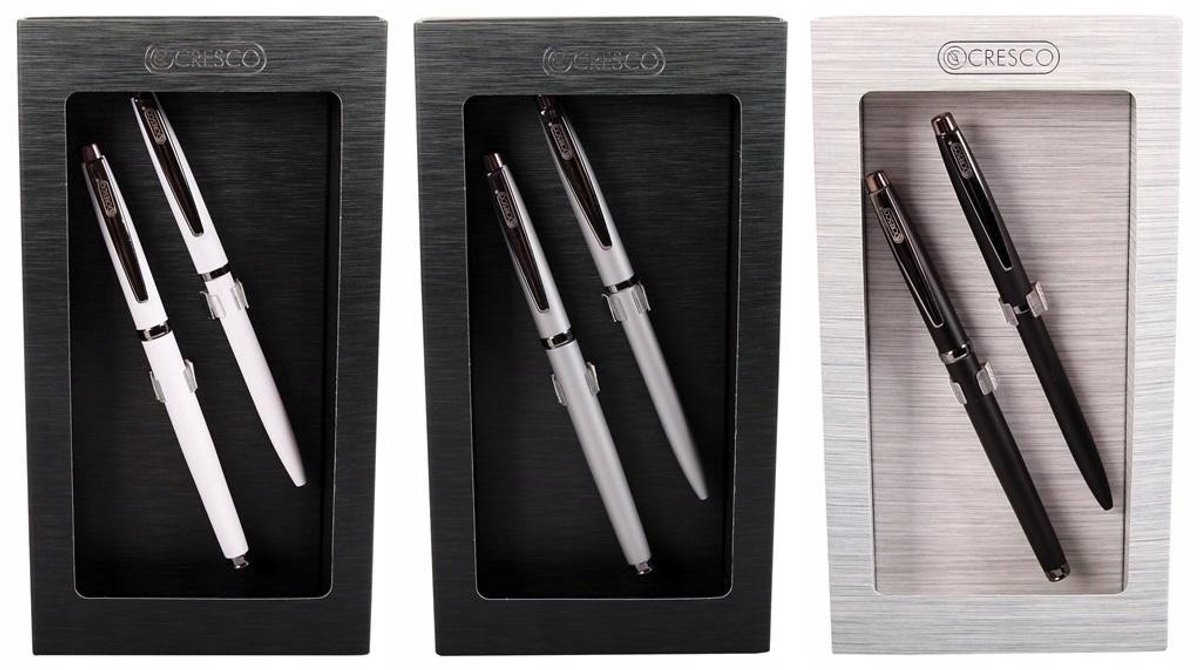 Metalen pen- en balpenset in etui - Kleurrijke cadeauset