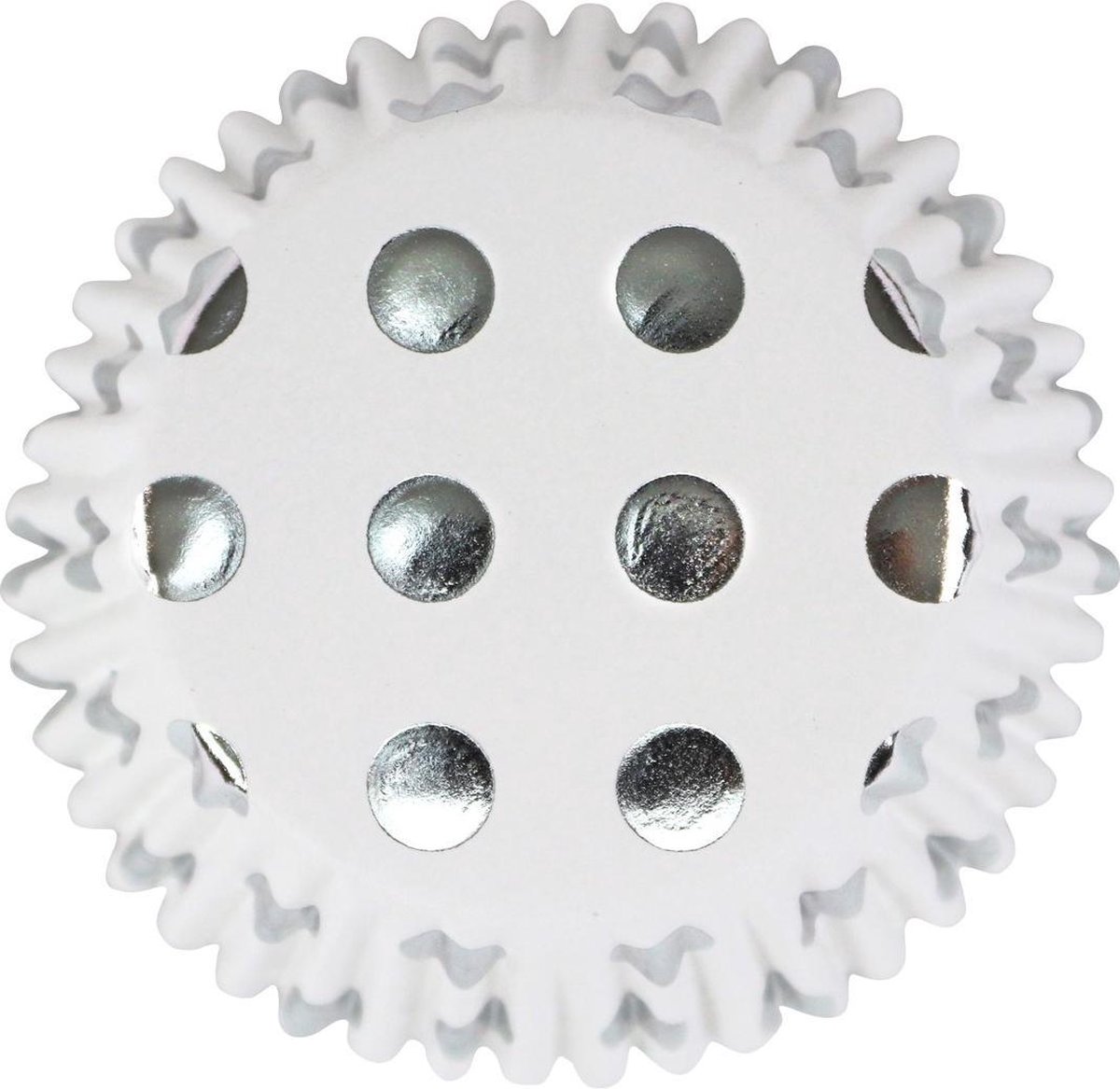 PME Cupcakevormpjes Wit met Zilveren Stippen pk/30