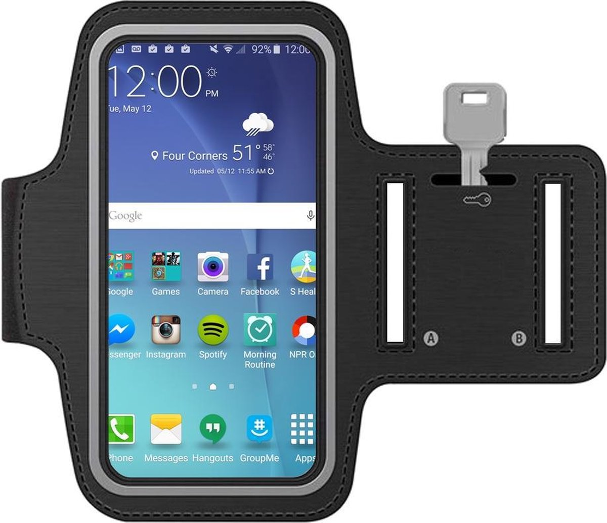 MMOBIEL Sport / Hardloop Armband - voor Samsung  – Ook Geschikt voor iPhone, Huawei, Xiaomi etc. - spatwatervrij - Lengte 155 mm & Breedte 85 mm - Zwart - MMOBIEL