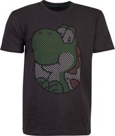 Nintendo Super Mario Heren Tshirt -S- Yoshi Rubber Printed Zwart