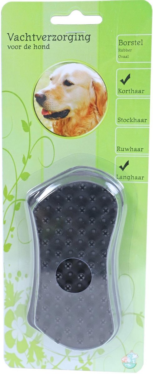 Hondenborstel rubber ovaal zwart