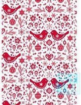 Cadeaupapier kerstmis: K691558 Folk Christmas Red- Breedte 60 cm - m lang - Breedte 60  cm