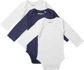 Dirkje Unisex Set(3delig) Rompers Lange Mouw Wit en Blauw - Maat 74/80