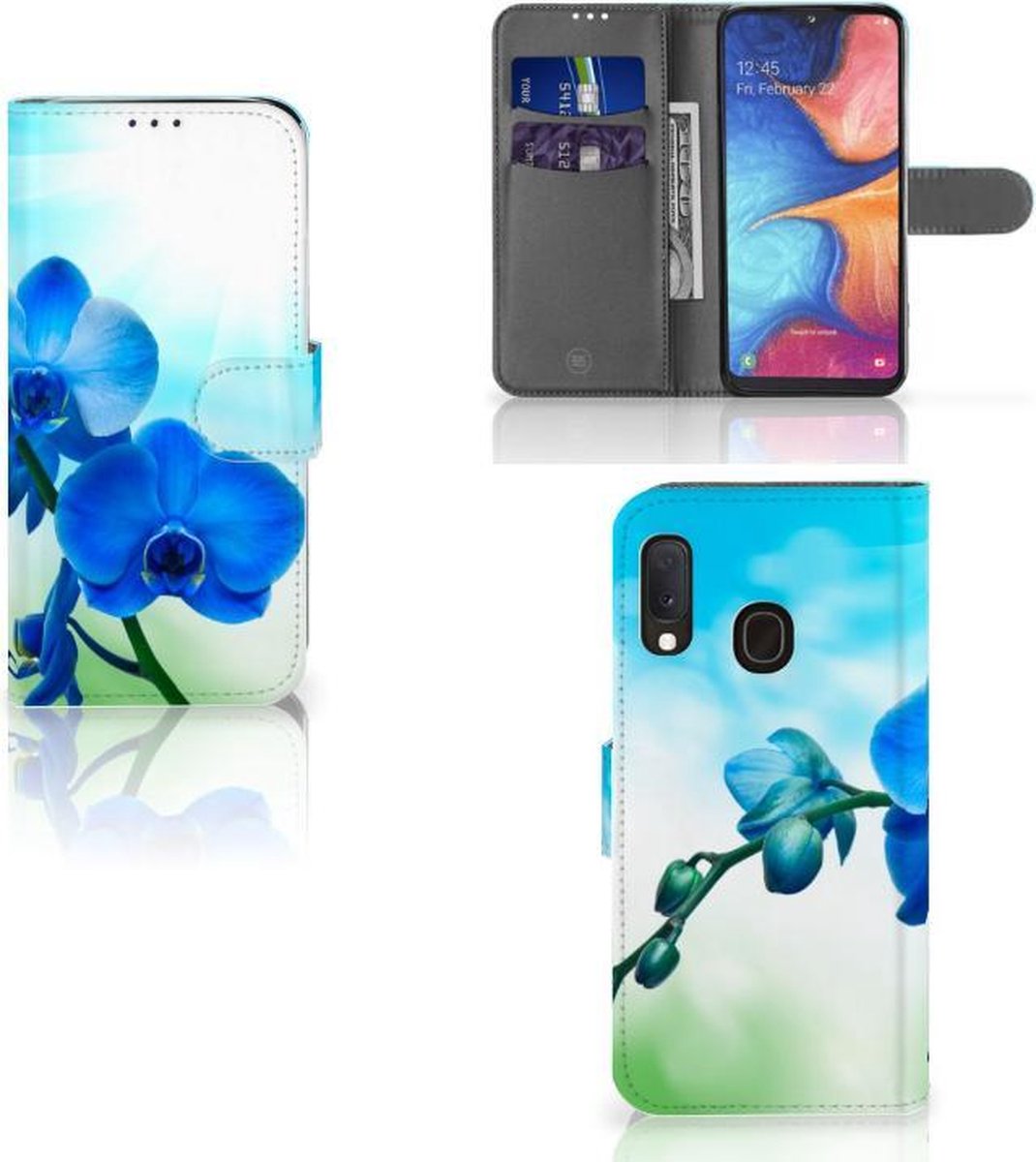 Samsung Galaxy A20e Hoesje Orchidee Blauw - Cadeau voor je Moeder