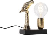 QAZQA pajaro - Art Deco Tafellamp - 1 lichts - H 230 mm - Zwart Goud - Woonkamer | Slaapkamer