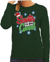 Foute kersttrui / sweater  Santa I have been good groen voor dames - kerstkleding / christmas outfit M (38)