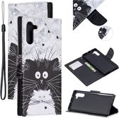 Samsung Galaxy Note 10 - hoes, cover, flip cover - Zwart witte Kat