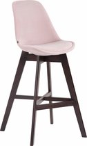 Clp Cannes Barkruk - Fluweel - Roze - Kleur onderstel Cappuccino