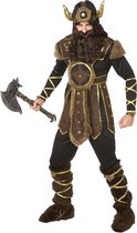PALAMON - Bruin, zwart en goud Viking kostuum met helm voor mannen