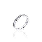 Jewels Inc. - Ring - Rij gezet met Zirkonia Stenen - 3mm Breed - Maat 52 - Gerhodineerd Zilver 925