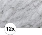 12x Placemat marmer grijs kunststof 43 x 28 cm - Onderlegger marmerprint tafeldecoratie