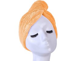 Oranje Microvezel Handdoek Droogt Uw Natte Hoofdhaar 7x Sneller – Orange | Absorberende Voorgevormde Hoofdhanddoek Geschikt Voor Drogen van Kort en Lang Kapsel | Haartulband Voor Snel Opdrogen van Nat Haar Na het Douchen of Baden | Haarwikkels