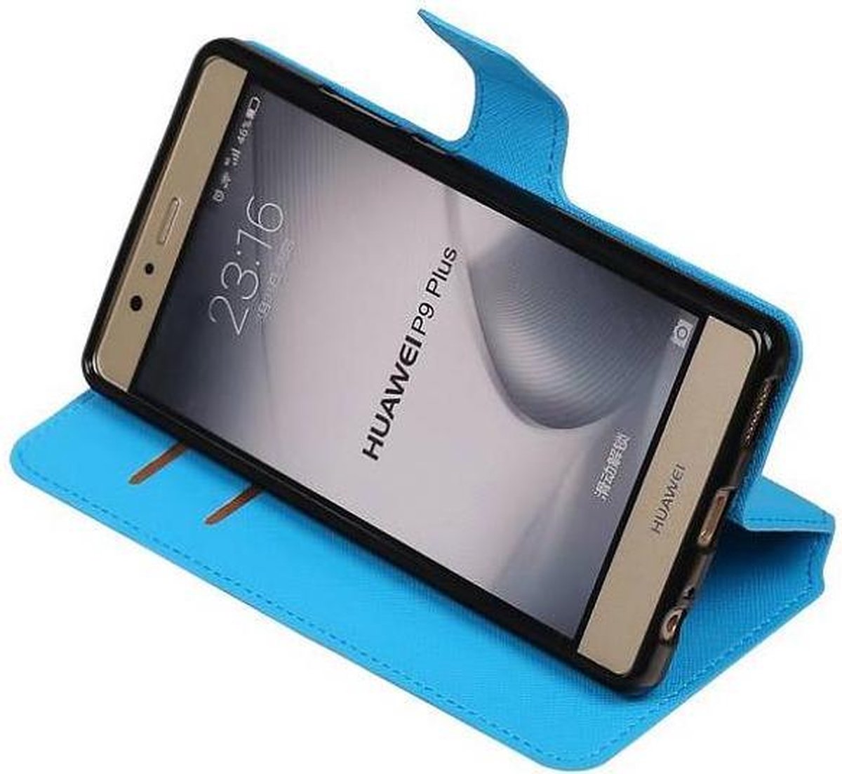 Cross Pattern TPU Bookstyle Wallet Case Hoesjes Geschikt voor Huawei P9 Plus Blauw