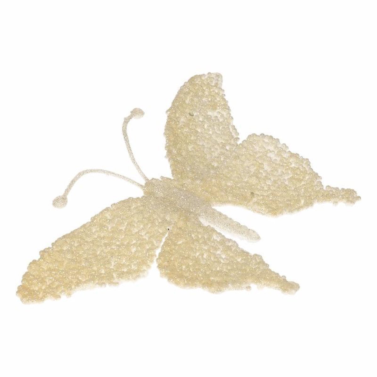 2x Kerst decoratie vlinder creme glitter Kerstboom vlinder versiering creme met...