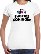 Shotjes Koningin drank fun t-shirt wit voor dames - drankjes drink shirt kleding S