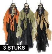 Halloween - 3x Horror skeletten hangdecoratie figuren van 60 cm - Halloween skelet versiering feestartikelen