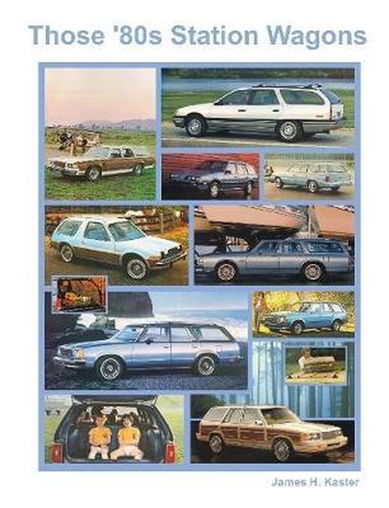 Boekcover 'Those '80s Station Wagons' met collage van stationwagons uit de jaren '80.