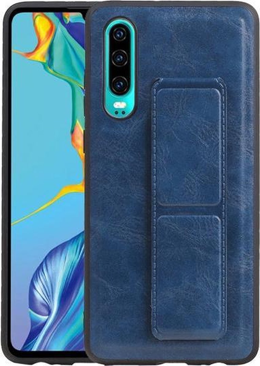 Grip Stand Hardcase Backcover voor Huawei P30 Blauw