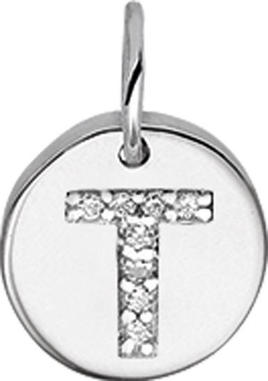 The Jewelry Collection Bedel Letter T Zirkonia - Zilver