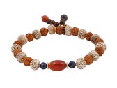 Armband met rood agaat, rudraksha en bodhi kralen