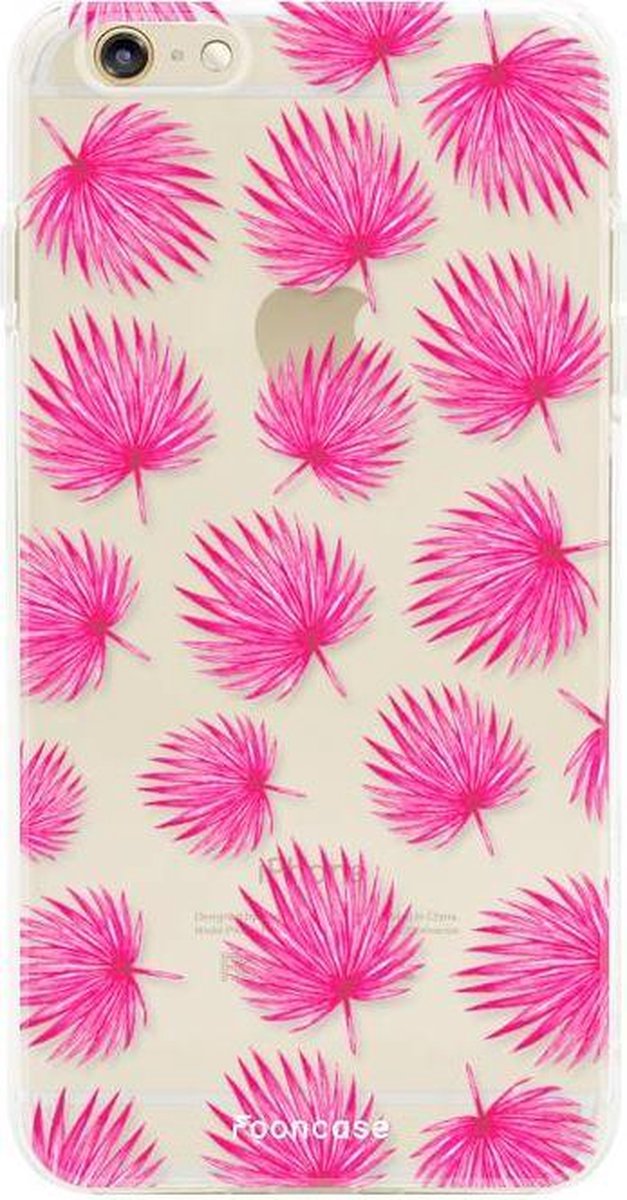 iPhone 6 Plus hoesje TPU Soft Case - Back Cover - Pink leaves / Roze bladeren