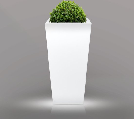 Bloempot plantenbak vierkant verlichting 16 kleuren RGB wit cm hoog | bol.com