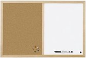 Kurk24 prikbord WHITEBOARD / MAGNEETBORD/ MEMOBORD - houten lijst - 60 x 90 cm - combinatiebord