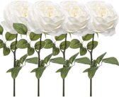 4x Witte rozen kunstbloem 66 cm - Kunstbloemen boeketten