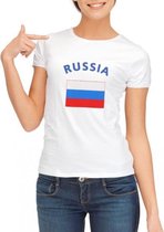 Wit dames t-shirt met vlag van Rusland S